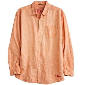 TOMMY BAHAMA Relax Shirt Mens XL Peach Orange 100% Linen Button down